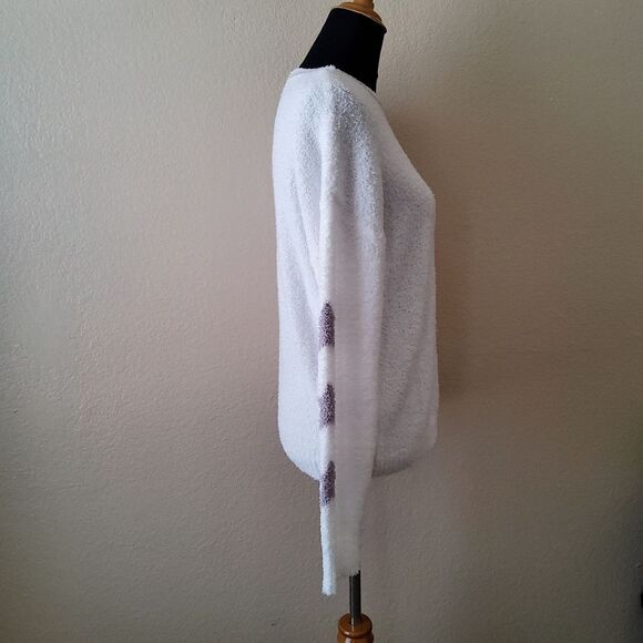 Hello Nite Plush Pullover Cozy Super Soft Crewneck Loungwear Sweater M White New - Picture 4 of 8